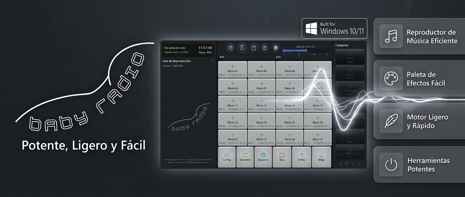 BabyRadio, reproductor de música potente, ligero y fácil